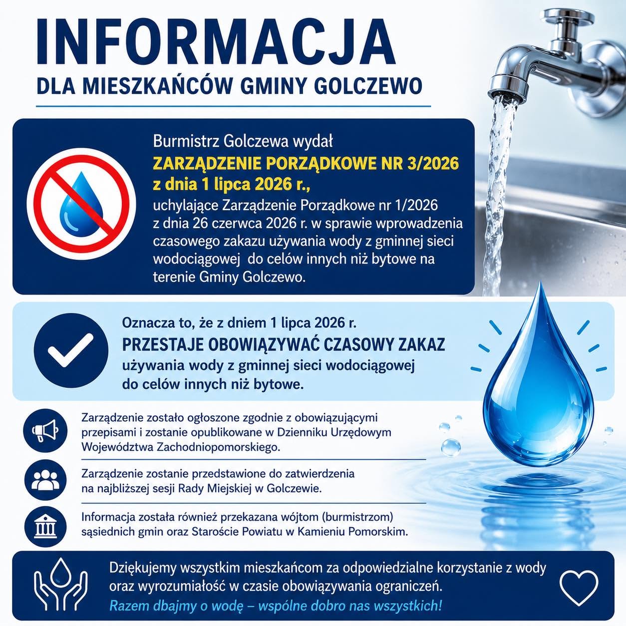 informacja dla mieszkańc&oacute;w woda