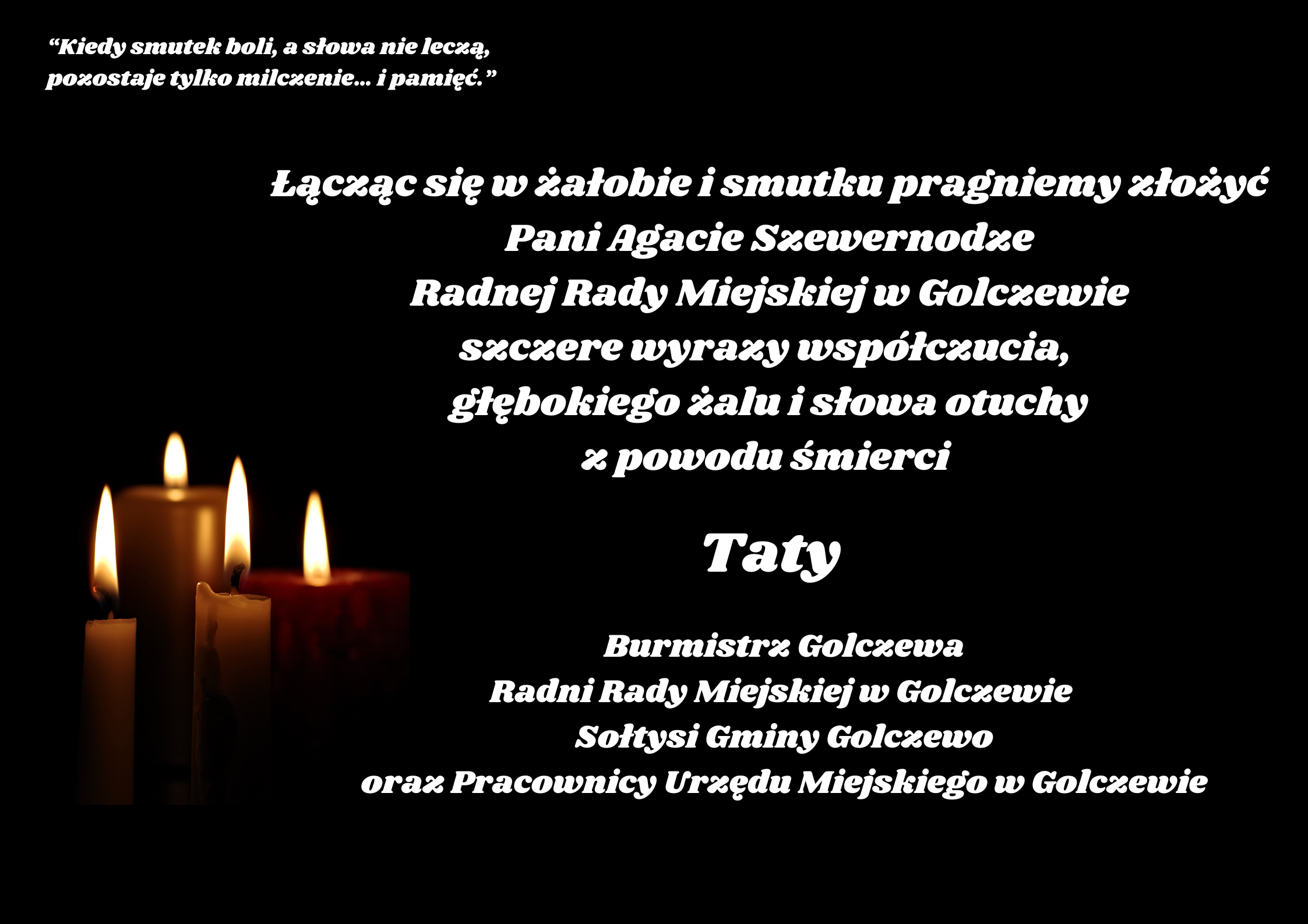 kondolencje dla radnej rady miejskiej