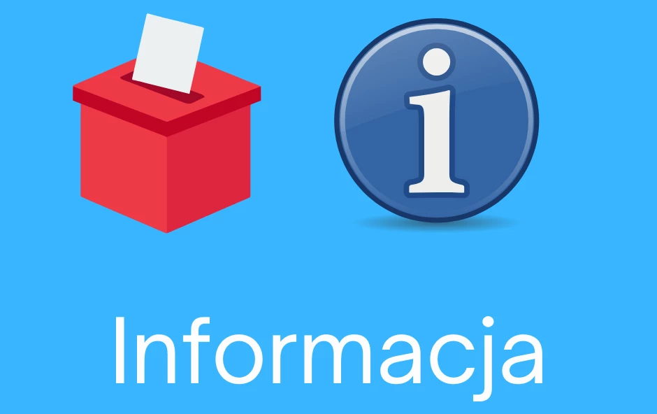 napis informacja z urną wyborczą